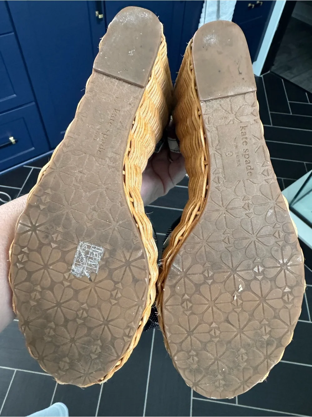 Kate Spade buffalo check wedge sandals Size 9